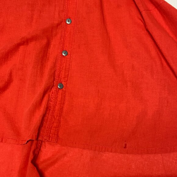 LizWear Button Front Collared Pocket Hi Low Safari Shirtdress S Long Sleeve Red - Picture 14 of 14